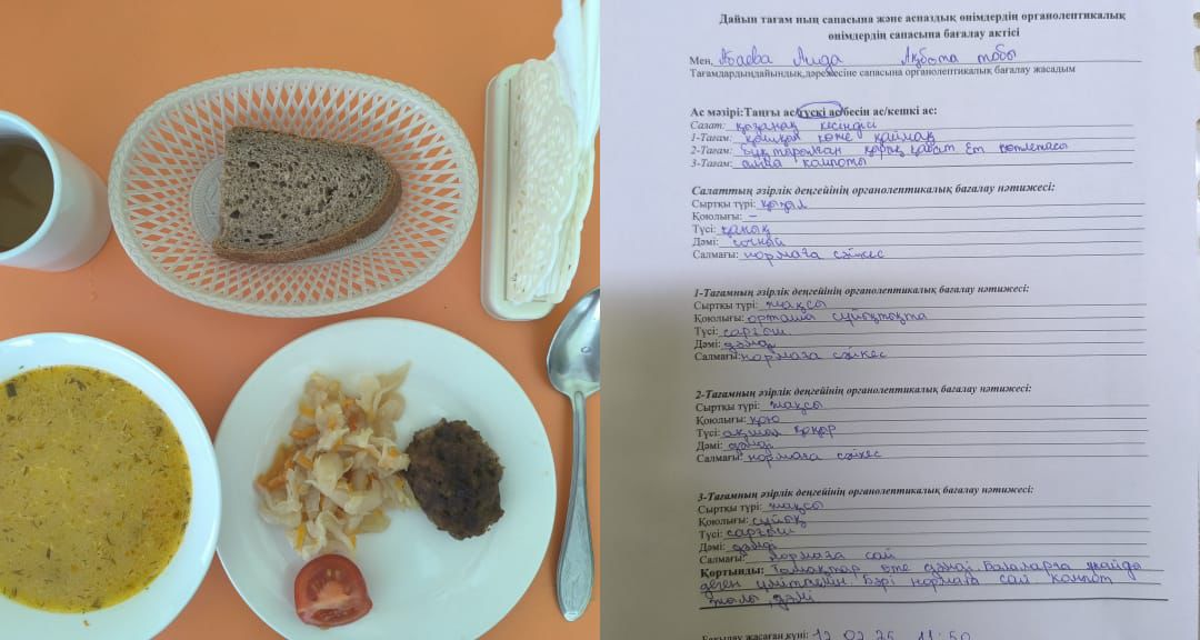 Балабақшамыздың тамақтану кестесіне сәйкес "Ақбота"тобының ата-анасы органолептикалық бақылауы